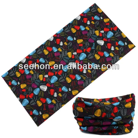 black ground leaf printting headwear