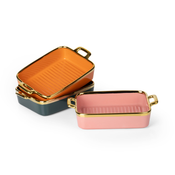 European Luxury Gold Rim Bakeware Set with Handles