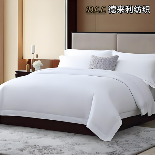 مجموعة مفروشات الفندق الصلبة باللون الأبيض الفاخر