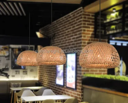 Modern Handmade Rattan Wooden Bird Nest Pendant Lamp