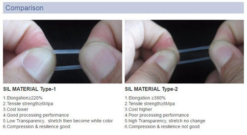 silicone material contrast