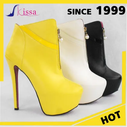 Ladies High Heel Platform Shoes With Pear Zipper Women Ankle Boot