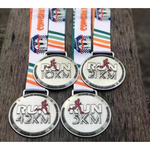 Custom 2020 Antique Silver Metal Running Medal