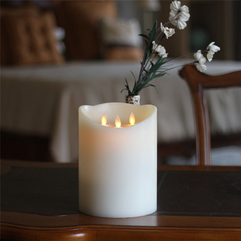 3 Wick Battery Operated Led Flameless Pillar Candles