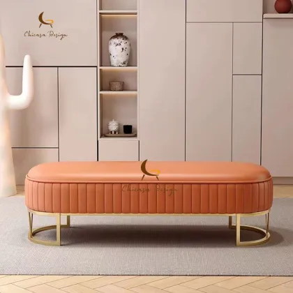 Nordic Velvet Shoe Changing Stool Ottoman