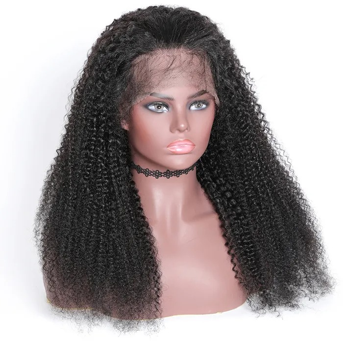 Parrokki tax-xagħar afro kinky bizzilla tax-xagħar uman quddiem bejjiegħ tax-xagħar verġni Brażiljan sħiħ ħafna afro kinky wig curly għal nisa suwed