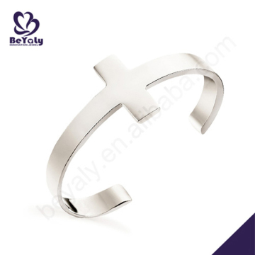 High quality adjustable silver cuff cross bracelets