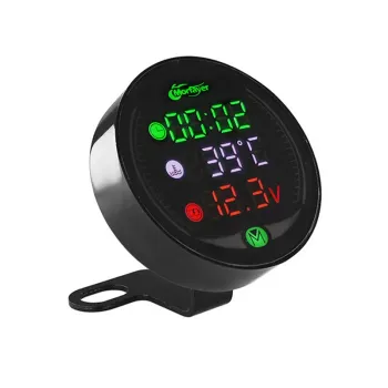 DC12V 3-in-1 LED Digital Display Motorcycle Temperature Voltmeter Gauge - New Condition