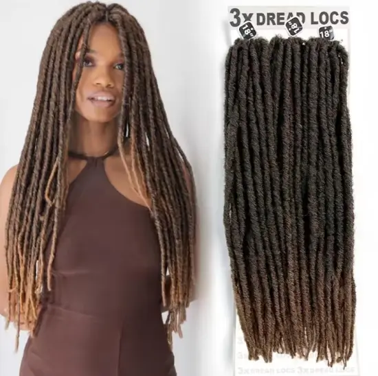 Wholesale Faux Dreadlocks: 18-inch 3X Crochet Braids in 1ocs Shade, Made of 100% Kanekalon Straight Shaded Dread Loc Hair Products
