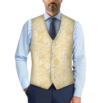 Custom Polynesian Tapa Print Wedding Vests for Men