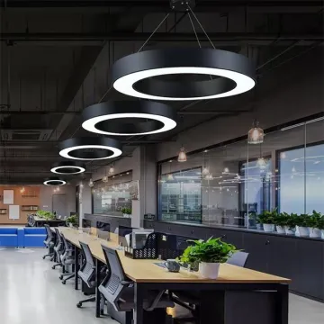 Diameter 800mm Black Housing 72W Dimmable Hollow Round Pendant Lamp