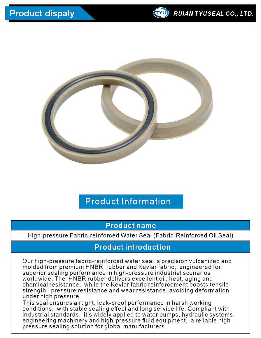 Vulcanized HNBR rubber seal with Kevlar