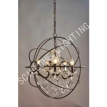 5 lights iron crystal chandelier rustic iron vintage chandelier