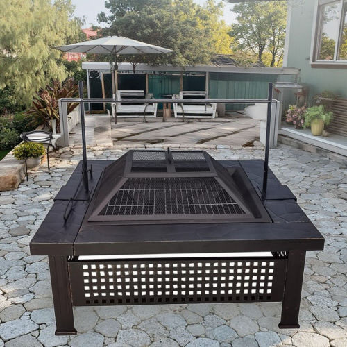 Outdoor square Garden Patio Slate Fire Pit Stove