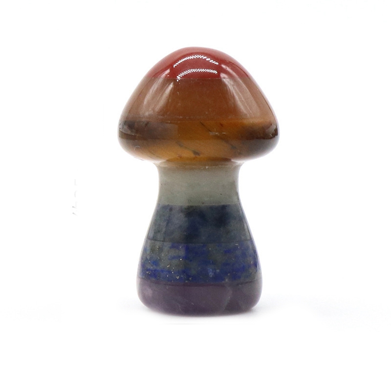 35 mm 7 Chakra Stone Mushroom para decoración de meditación de equilibrio en el hogar Curación de champiñones de cristal decoraciones pulidas