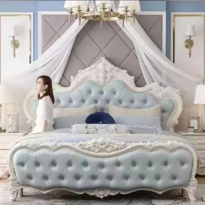 Nordic Modern Pine Wooden Bedroom Furniture & Bed