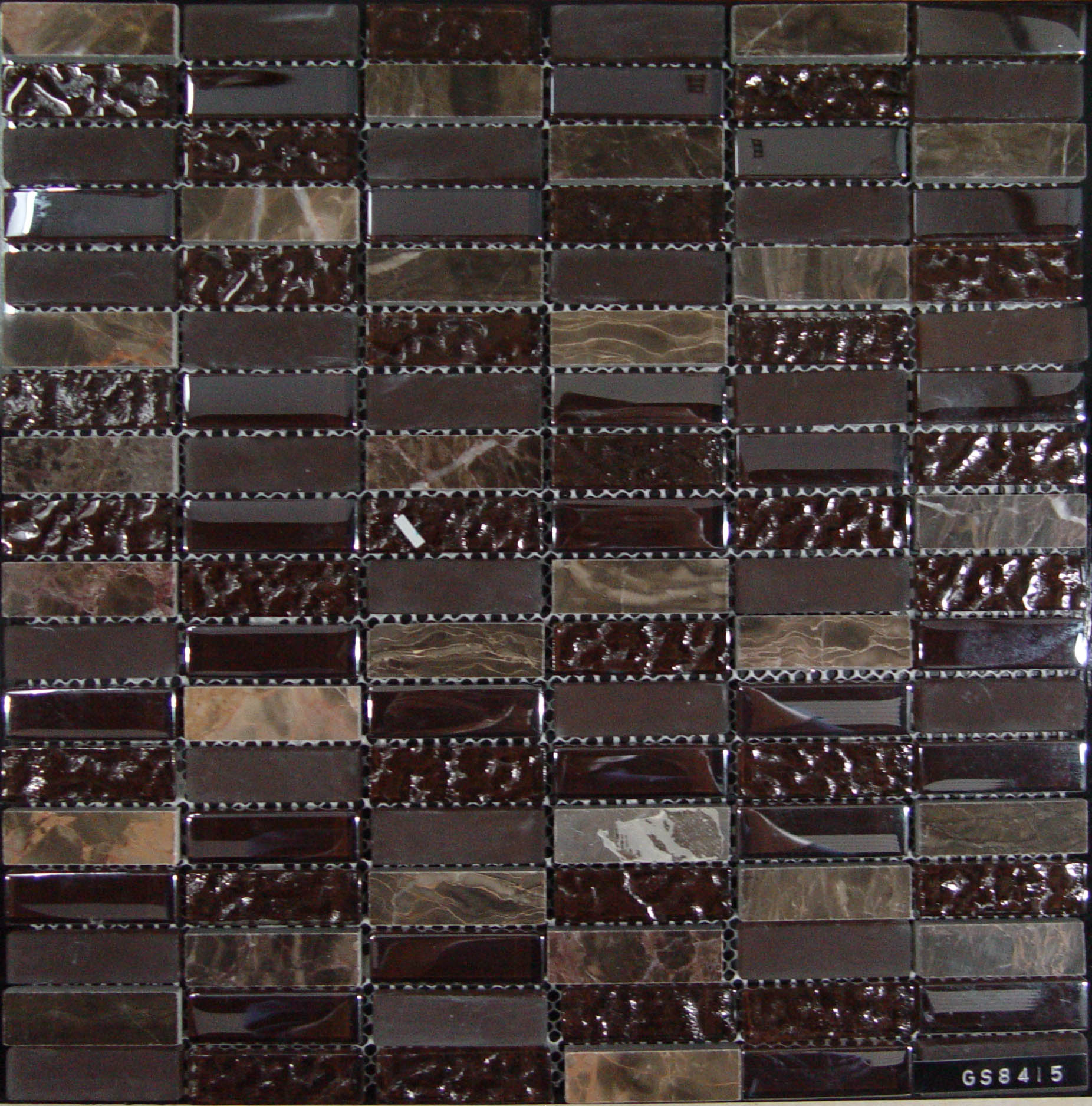 Dark Brown Crystal Glass Stone Mixed Mosaic