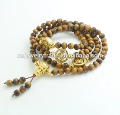 24K Gold Plated Copper108 Malas Bracelet Jewelry Factory Wholesale
