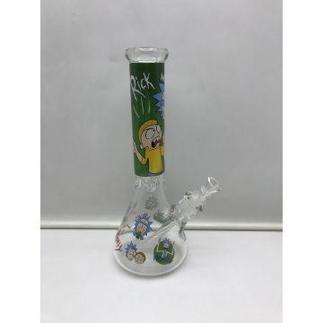 Thick Glass Beaker Bongs with Rick's Cartoon Picture