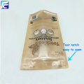 Zip lock clear kraft paper bag for coffee