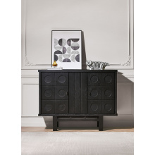 China Black Solid Wood Sideboard Kitchen Storage Cabinet Supplier