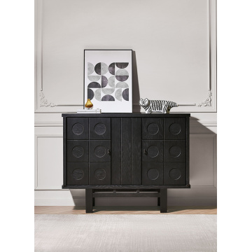 China Black Solid Wood Sideboard Kitchen Storage Cabinet Supplier