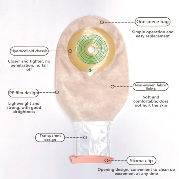 One piece water-tight Closed Disposable Ostomy Bag for stomo care use