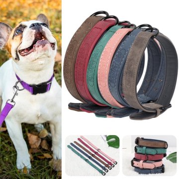 Soft Pet Dog Wide Leather Collar Large Dogs