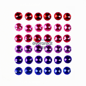 Self Adhesive Round Red and Blue Gemstone