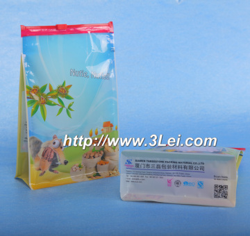 Aluminum foil side gusset quad seal packaging coffee bag with slider, Square bottom bag, biscuit pouch