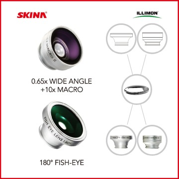 skina ST-100 3 in 1 Low Price Mobile lens with plastic clip on for Gift