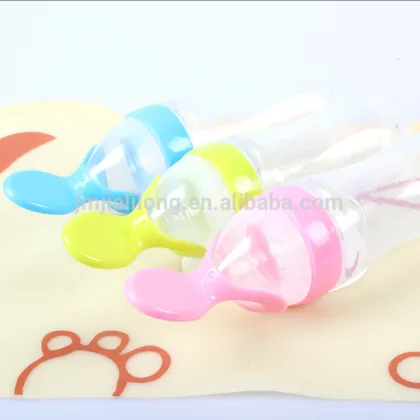 FDA rice paste bottle silicone baby feeding bottle with spoon