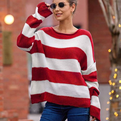 Sexy Lace Body Suit Women's Casual Boho Striped Patchwork Sweater Factory