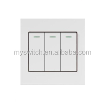 Modern White Panel 3 Gang 1 Way Electric Light Switch