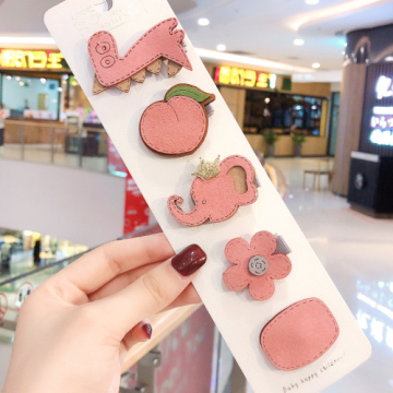 5/10Pcs/Set Girls Cute Cartoon Animals Fruit Leather Hairpins Children Lovely Hair Clips Barrettes Baby Kids Hair Accessories