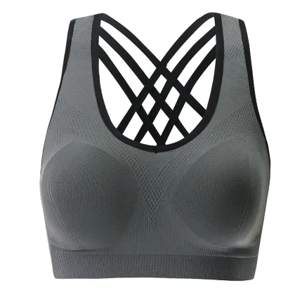 Shunaier Shockproof Cup Crossover Beauty Back Sports Bra