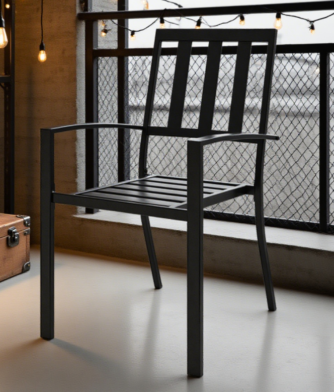 Carbon Steel Outdoor Chair in Black