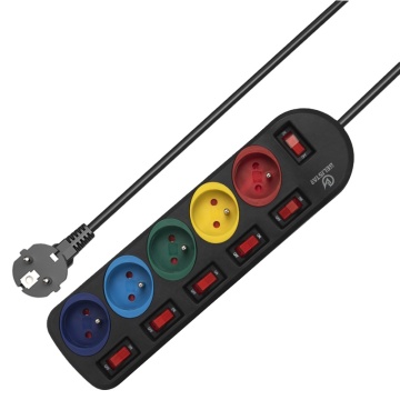 Französischer Standard 5 -Bandenschalter -Schalter Schützer Stromstreifen mit einzelnen Schalter, 2 Pin für Polen