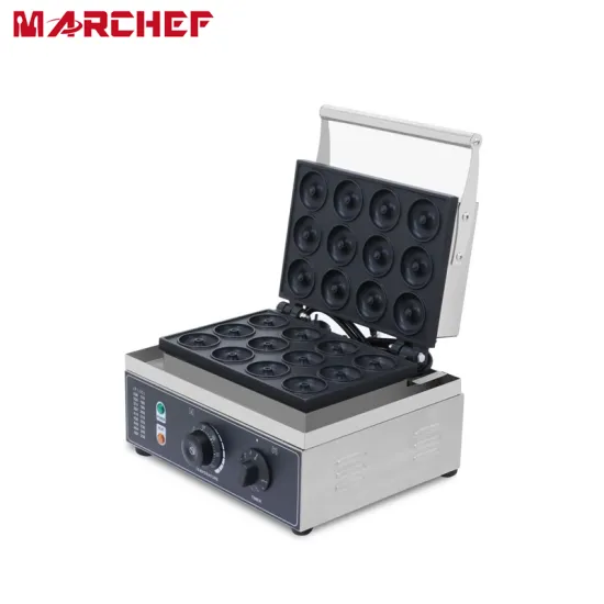 Commercial Electric Cast Iron Non-Stick 12-Hole Mini Donut & Waffle Maker for Snack Machines