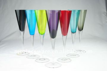 handmade painted color cone champagne glass