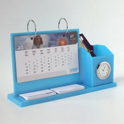 Bule Acrylic Desk Calendar Planner Storage Stand