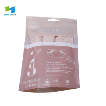 transparent compostable plastic packaging bag with logo for underwear