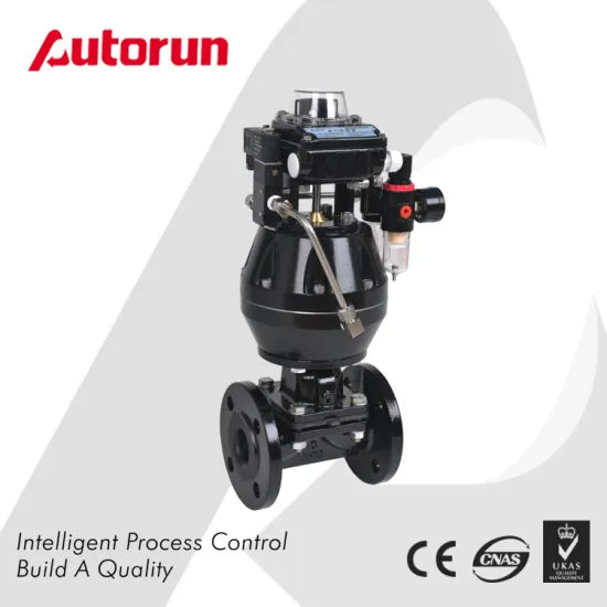 Cast Steel Rubber-Lined Diaphragm Valve with Spring Return Pneumatic Actuator