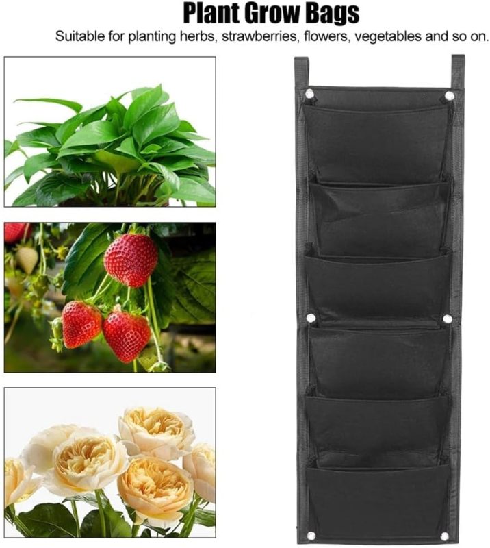 Eco-Friendly 6 Pocket Felt Hanging Planter Bag