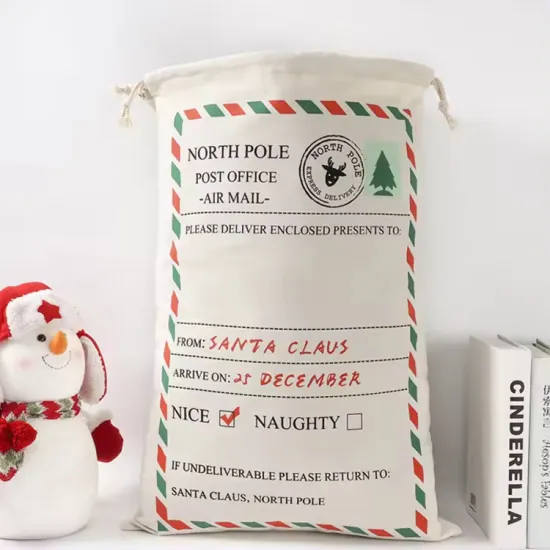 Custom Santa Sack Gift Festival Canvas Drawstring Bags
