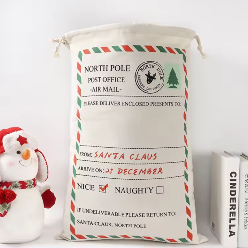 Custom Santa Sack сыйлық фестивалі кенептер салынған қапшықтар