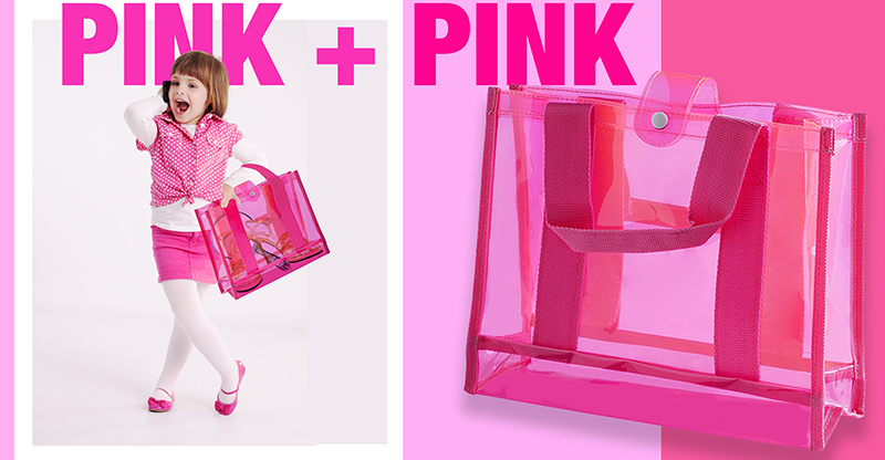 Fashion NEON Color Matching PVC Hand Bag light pink