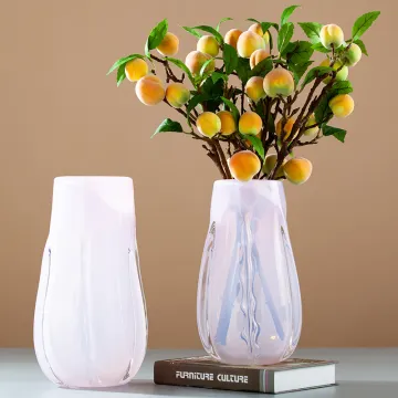 Modern Pink Glazed Abstract Geometric Vase: A Stylish Addition to Your Indoor Dining Table and Flower Decorations
