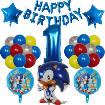 39pcs Sonic Foil Helium Balloons Baby Shower Birthday Party Decorations 30" Number Balloon Latex Air Globos Inflatable Kids Toys