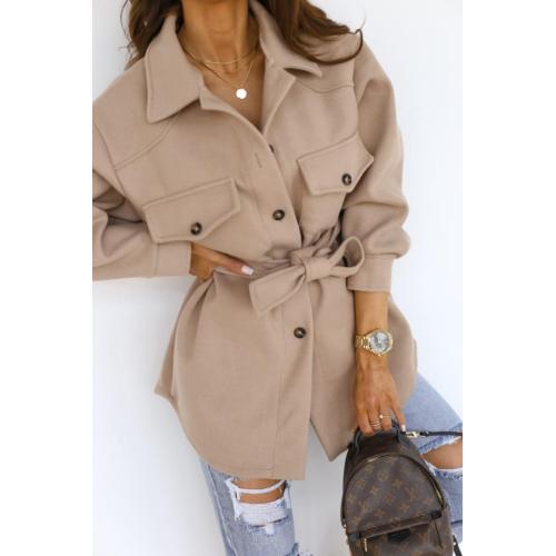 Solid Color Hooded Sweatshirts Women's Winter Trench Coats Lapel Outwear Supplier